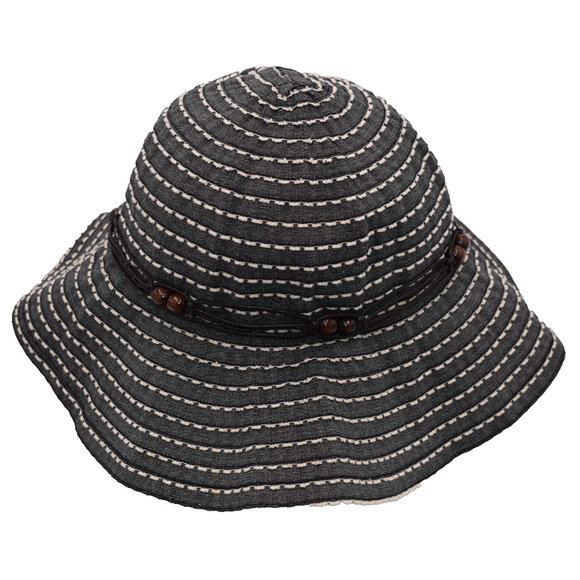 REI Womens Gray Striped Cotton Blend Floppy Wide Brim Sun Hat -- L / XL - Picture 3 of 6